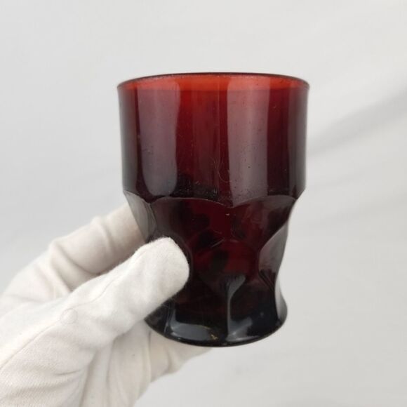 Vintage Anchor Hocking Ruby Red Depression Glass Drinking Tumbler Set of 4 - Picture 4 of 8